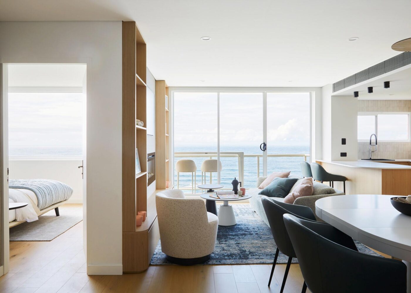 Curated and bespoke dining and living furniture in new home by Denby Dowling Interior Design